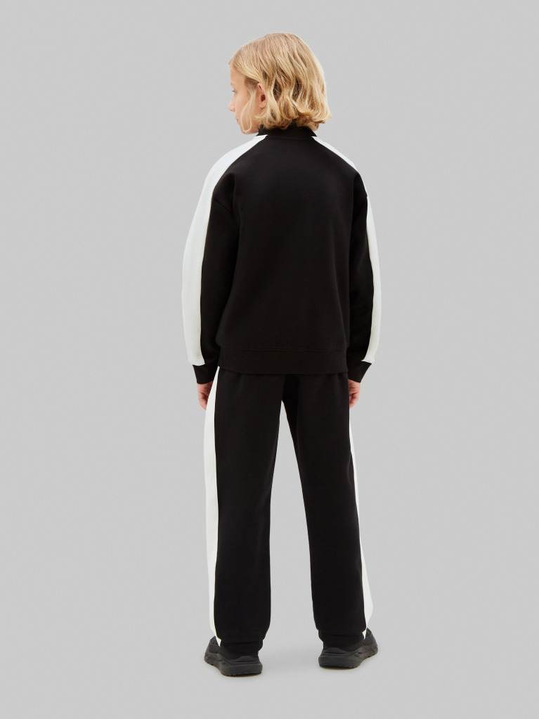 Negru Set De Trening Din Terry Cu Bluza Si Pantaloni Jogger In Culori Contrastante  Baieti