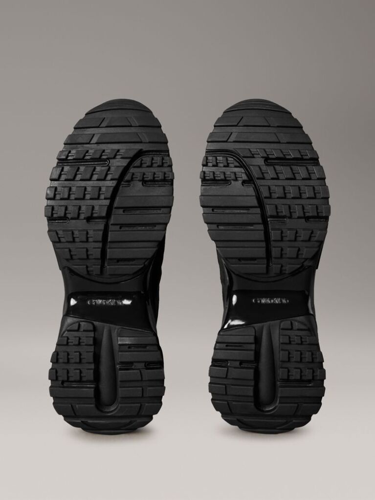 Black Suede and Emblem Logo Nylon Trainers  Men