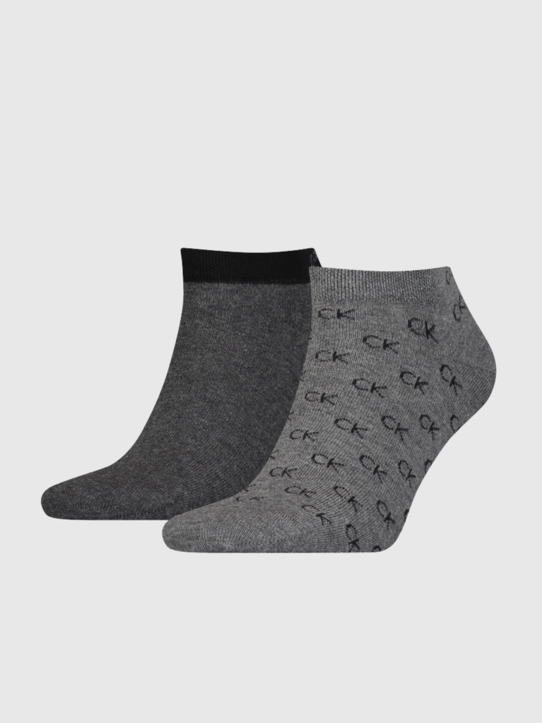 Grey Calvin Klein CK Logo Men's Sneaker Socks 2 pack  Men